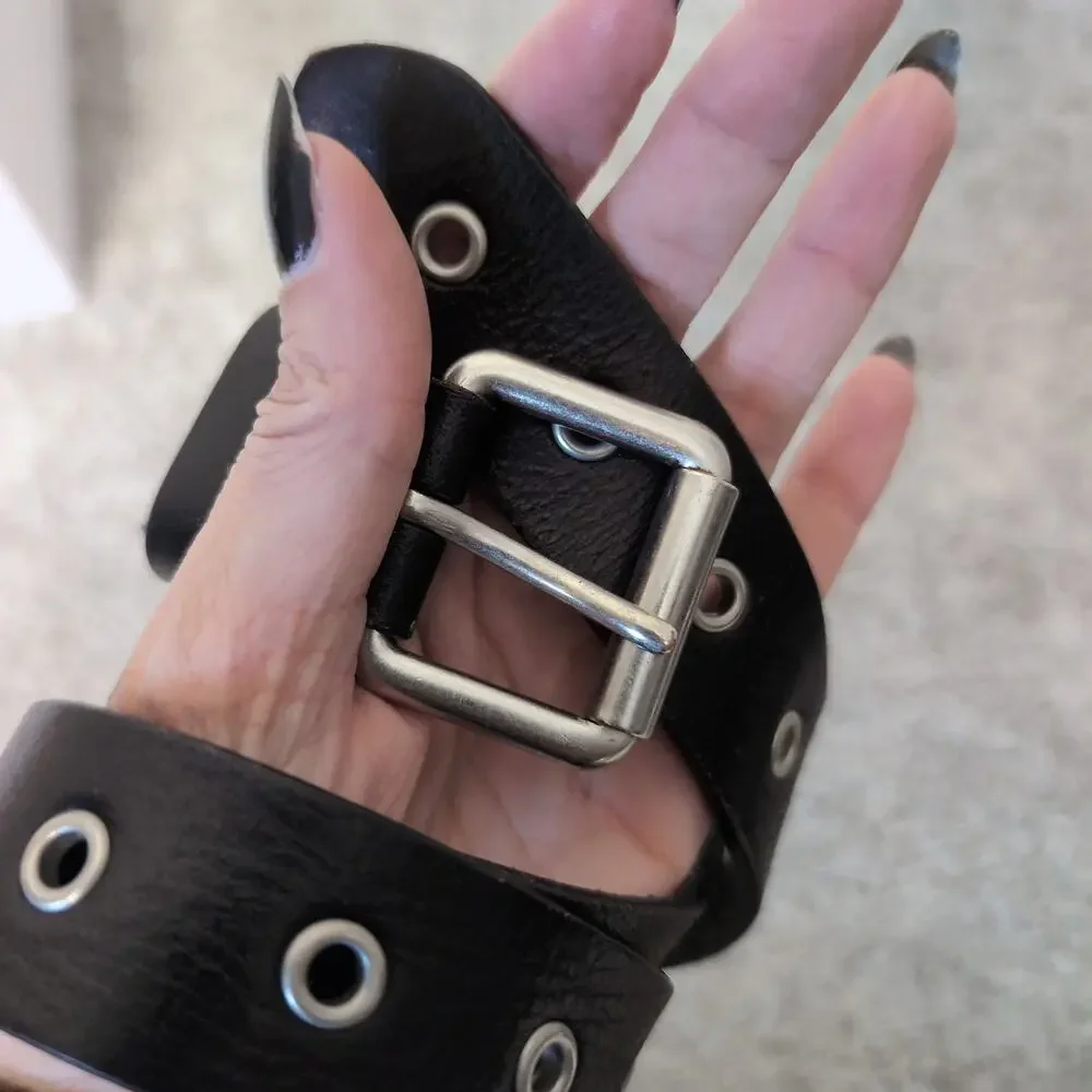 Grommet Leather Y2k Buckle Belt